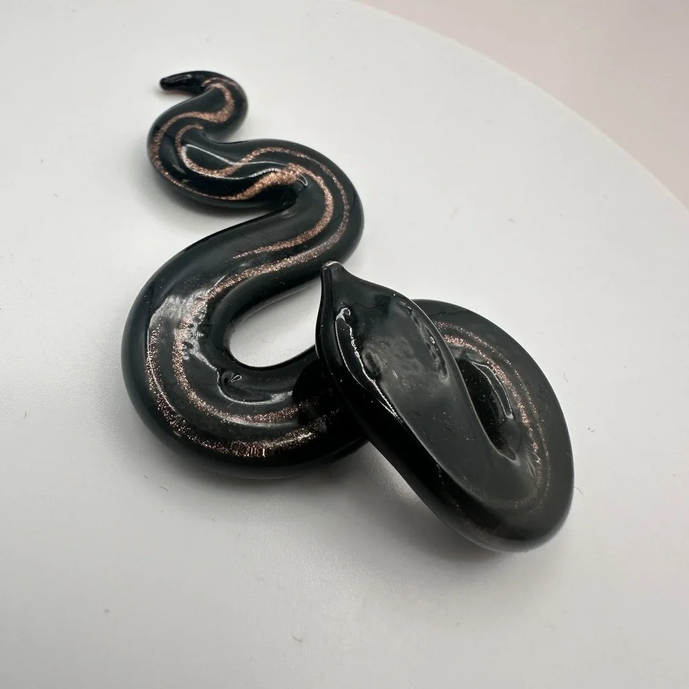 Vintage 90s Black Snake Gold Swirl Art Deco Goth Home Decor Accessories